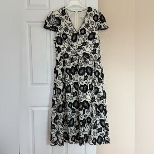 Adelyn Rae Black and White Floral Midi Dress